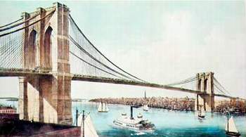 Бруклинский мост, Нью-Йорк, 1883 г. Несущая конструкция-стальные канаты