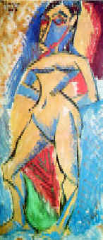 Пабло Пикассо. Женская стоящая фигура. 1907. Х., м.