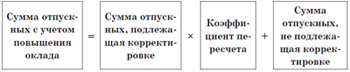 Сумма отпускных с учетом повышения оклада