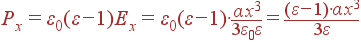 P_x = \varepsilon_0(\varepsilon-1)E_x = \varepsilon_0(\varepsilon-1)\cdot\frac{\alpha x^3}{3\varepsilon_0\varepsilon} = \frac{(\varepsilon-1)\cdot\alpha x^3}{3\varepsilon}