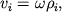 $ v_{i} = \omega \rho _{i} , $